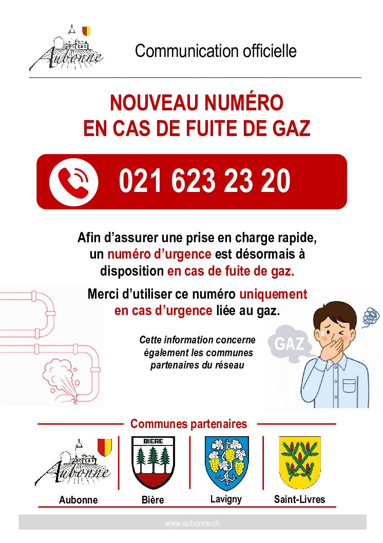 Communication officielle - num urgence gaz